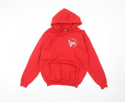 Gilden Girls Red  Cotton Pullover Hoodie Size L