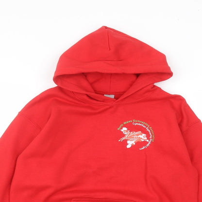 Gilden Girls Red  Cotton Pullover Hoodie Size L