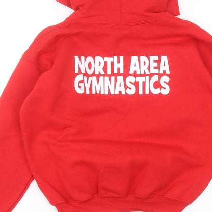 Gilden Girls Red  Cotton Pullover Hoodie Size L