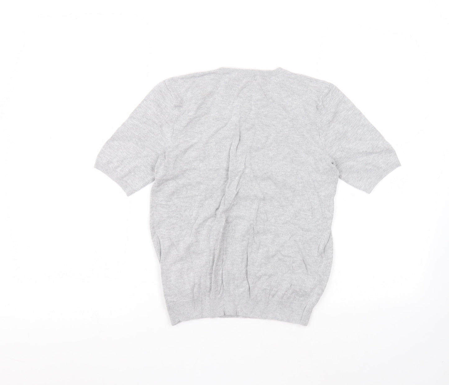 H&M Girls Grey  Viscose Basic T-Shirt Size XS Round Neck