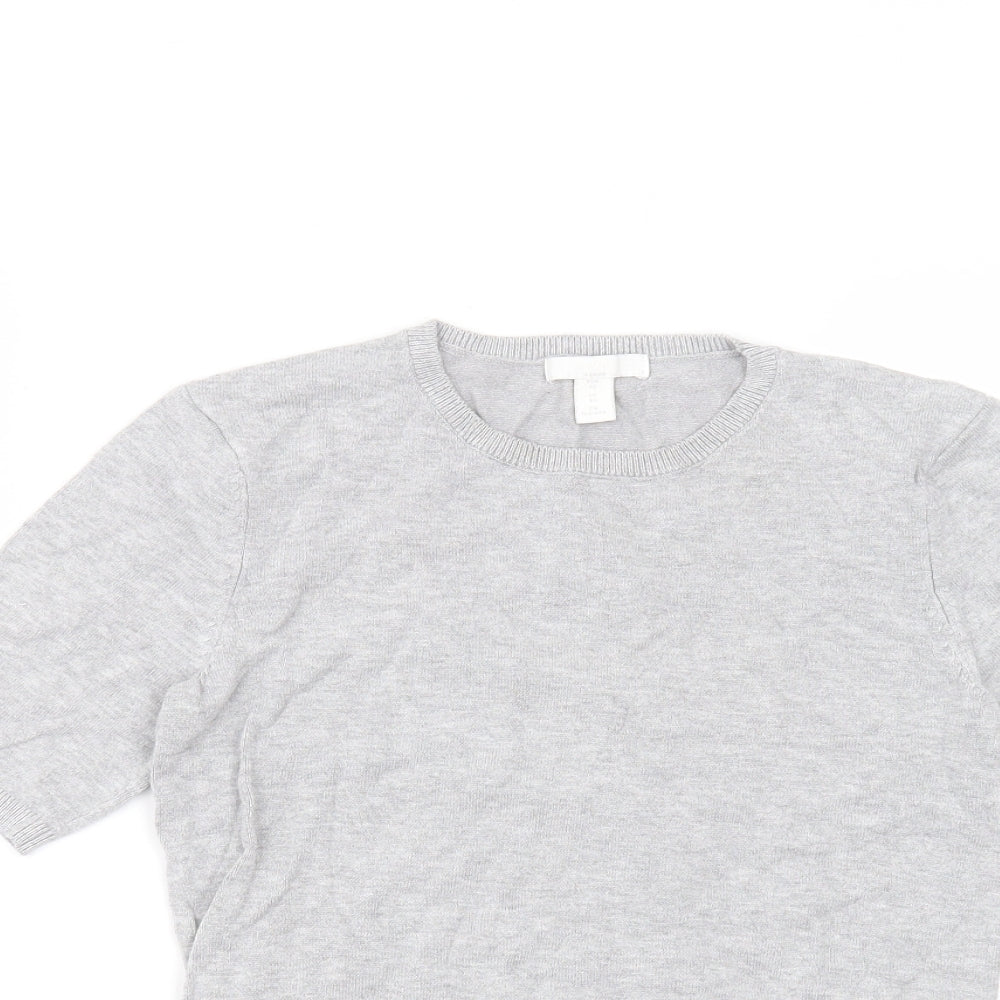 H&M Girls Grey  Viscose Basic T-Shirt Size XS Round Neck