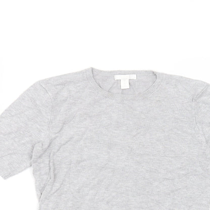 H&M Girls Grey  Viscose Basic T-Shirt Size XS Round Neck