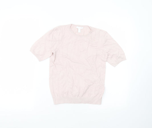 Womens UK Size XS H&M Pink Basic T-Shirt