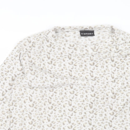 tramas Womens Brown Round Neck Animal Print Polyester Pullover Jumper Size L