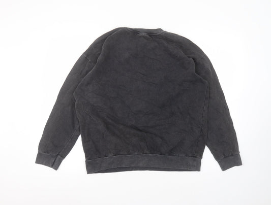 George Womens Black Round Neck  Cotton Pullover Jumper Size M