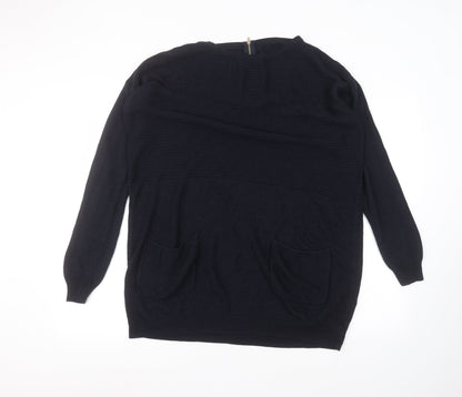 George Womens Blue Round Neck  Acrylic Pullover Jumper Size M