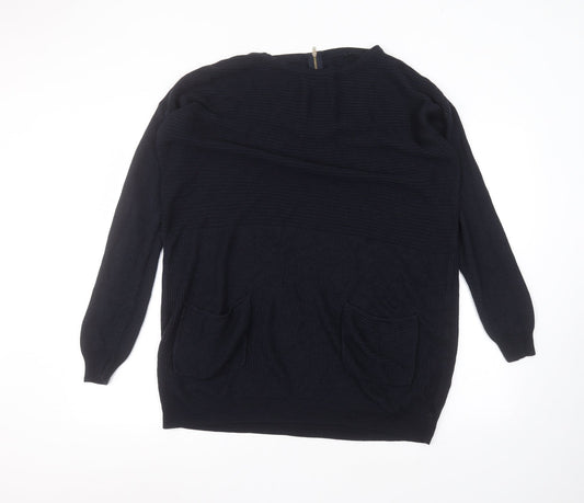 George Womens Blue Round Neck  Acrylic Pullover Jumper Size M