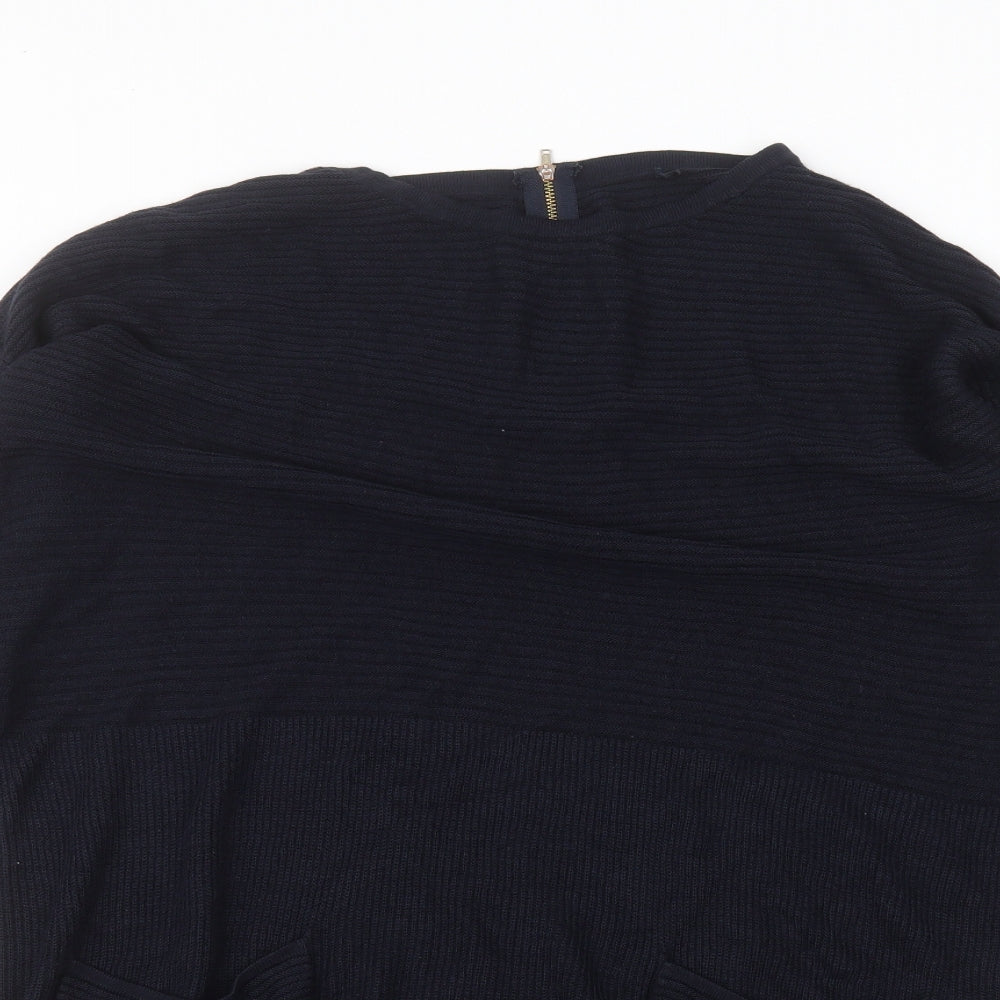George Womens Blue Round Neck  Acrylic Pullover Jumper Size M