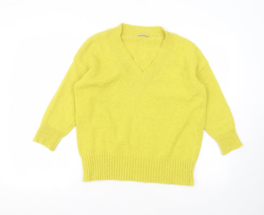 TU Womens Yellow Round Neck  Polyester Pullover Jumper Size 8