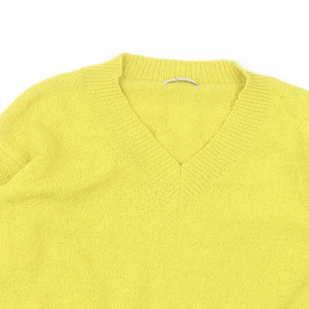TU Womens Yellow Round Neck  Polyester Pullover Jumper Size 8