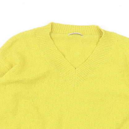 TU Womens Yellow Round Neck  Polyester Pullover Jumper Size 8