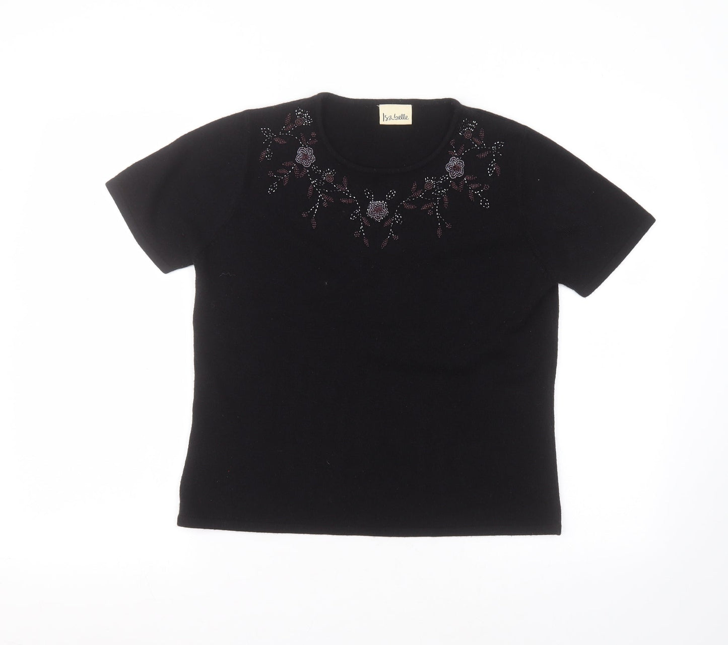 Womens UK Size 12 isabelle Black Basic T-Shirt