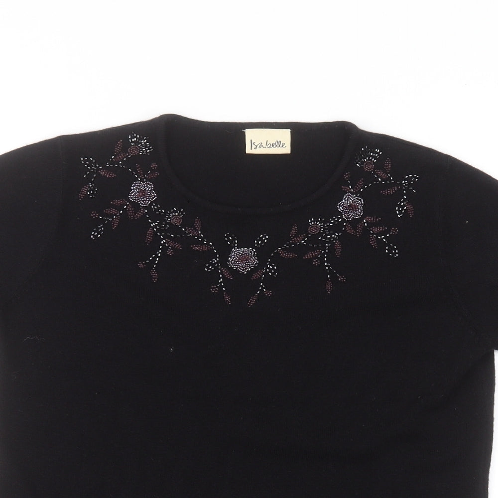 Womens UK Size 12 isabelle Black Basic T-Shirt