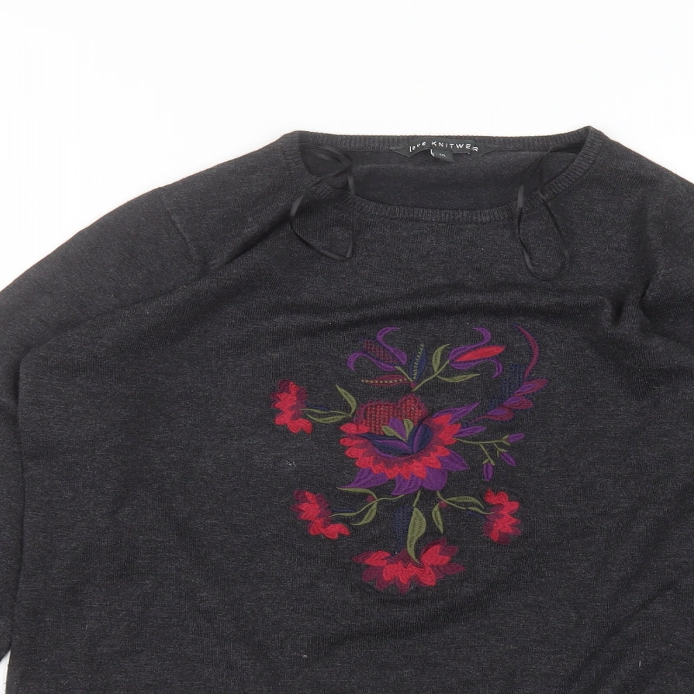 Bonmarché Womens Black  Viscose Basic T-Shirt Size 10 Round Neck