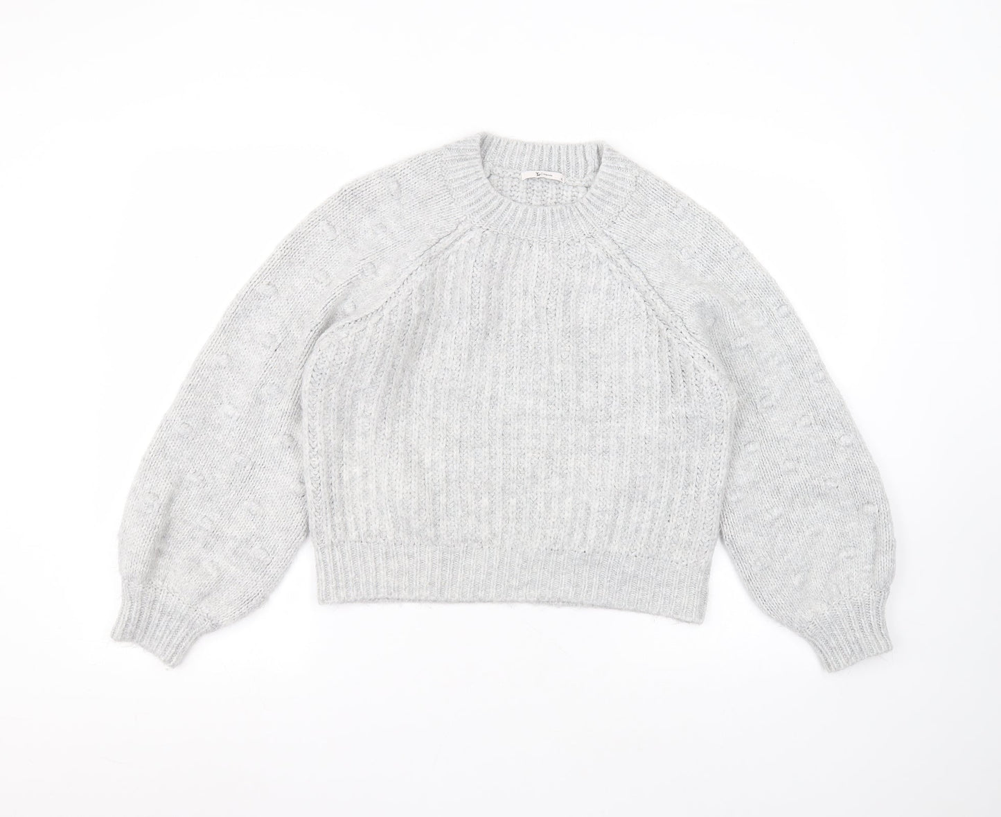 TU Womens Grey Round Neck  Acrylic Pullover Jumper Size 12