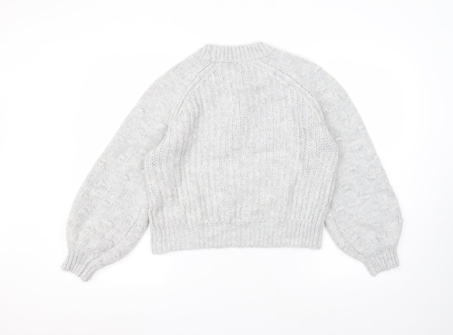 TU Womens Grey Round Neck  Acrylic Pullover Jumper Size 12