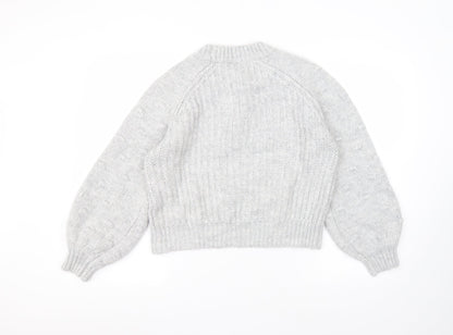 TU Womens Grey Round Neck  Acrylic Pullover Jumper Size 12