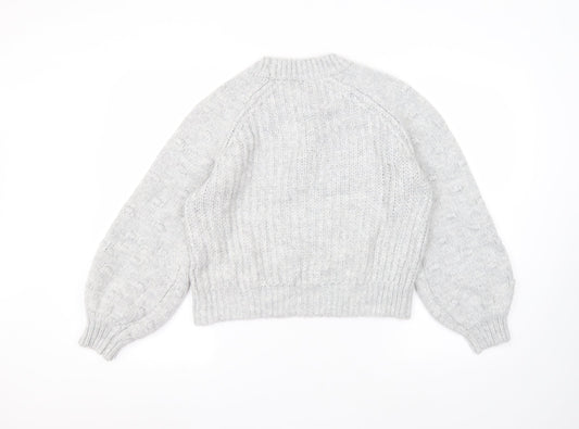 TU Womens Grey Round Neck  Acrylic Pullover Jumper Size 12