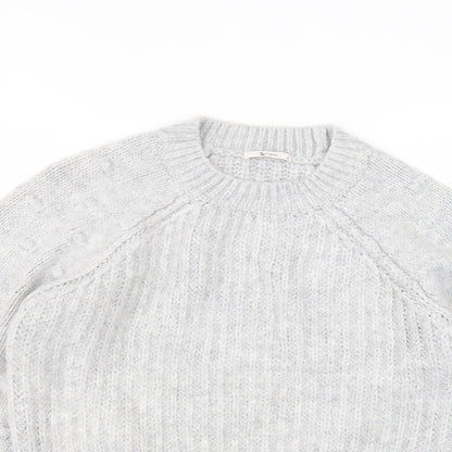 TU Womens Grey Round Neck  Acrylic Pullover Jumper Size 12
