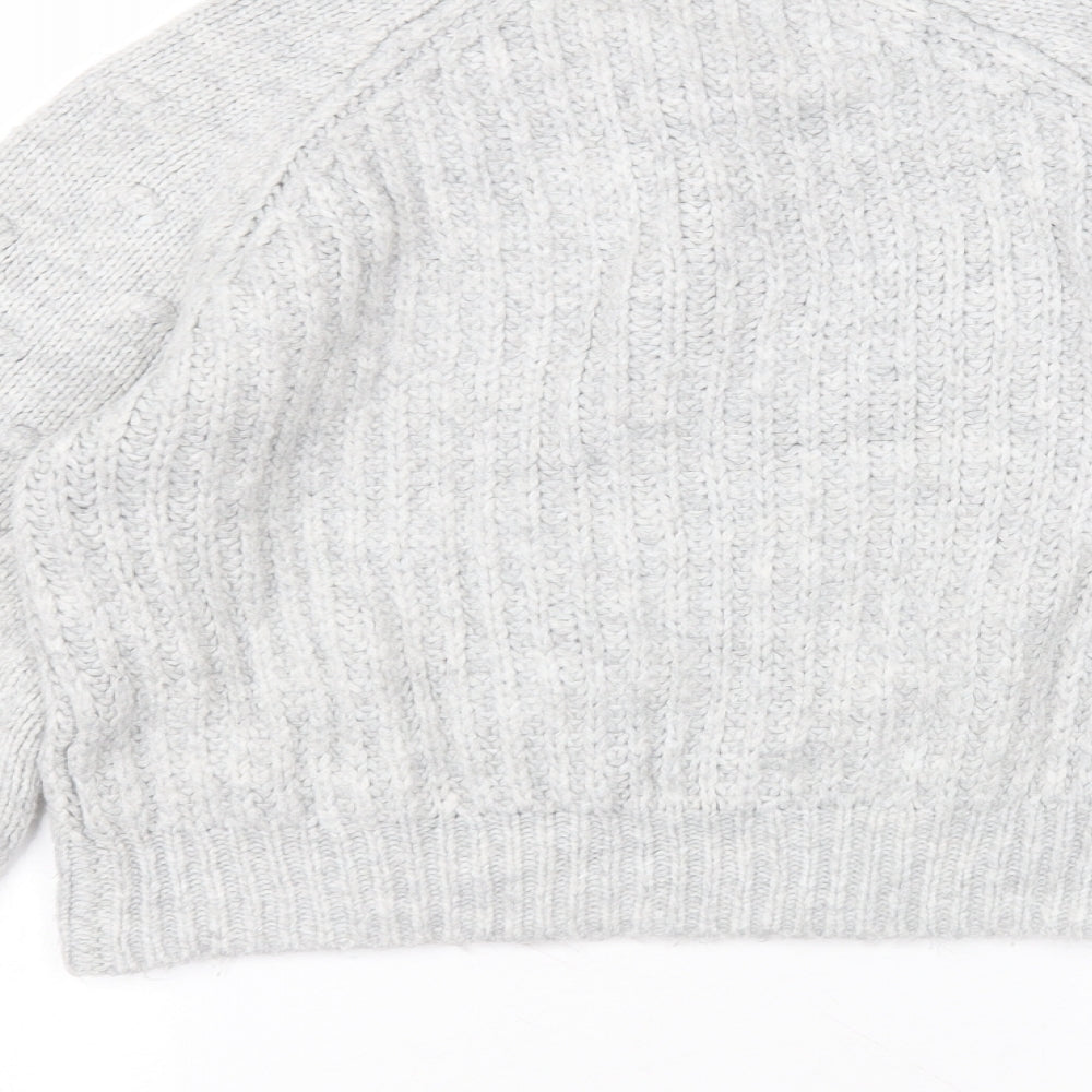 TU Womens Grey Round Neck  Acrylic Pullover Jumper Size 12