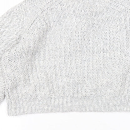 TU Womens Grey Round Neck  Acrylic Pullover Jumper Size 12