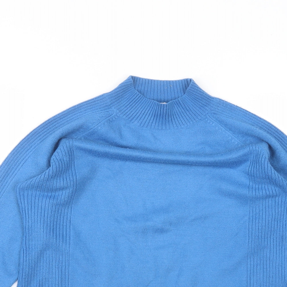 Filati Womens Blue  Acrylic Basic T-Shirt Size XL Roll Neck