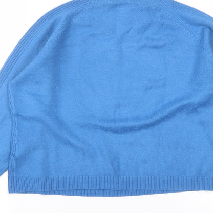 Filati Womens Blue  Acrylic Basic T-Shirt Size XL Roll Neck