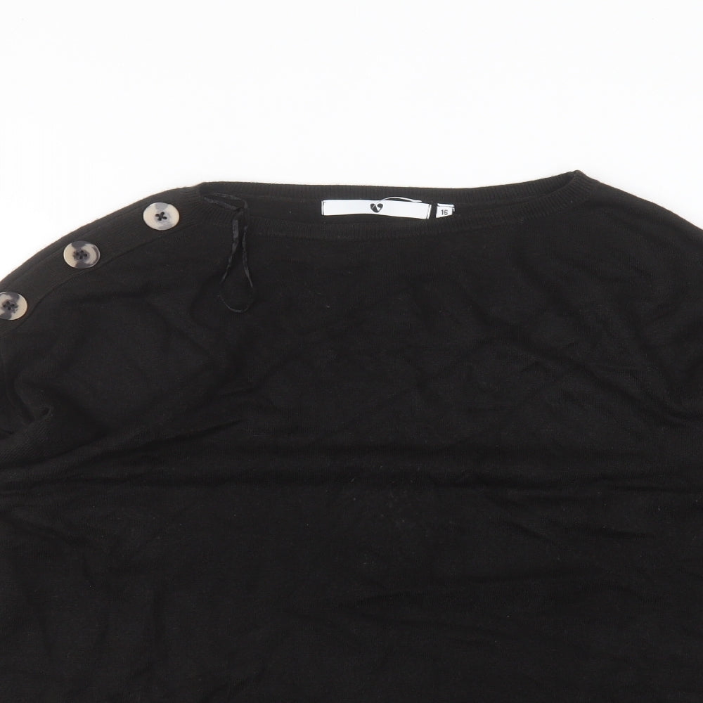Womens UK Size 16 Very Black Basic T-Shirt