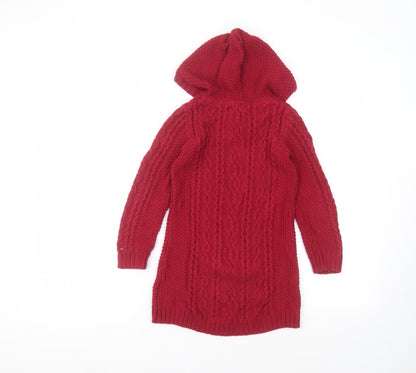 if it were me Girls Red  Cotton Pullover Hoodie Size 6 Years