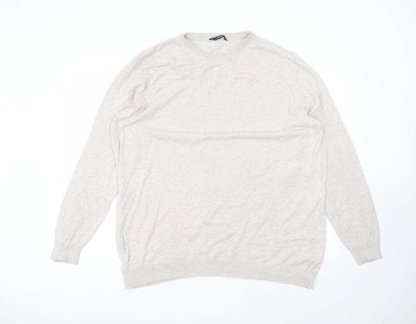 George Womens Beige  Cotton Basic T-Shirt Size 3XL Round Neck