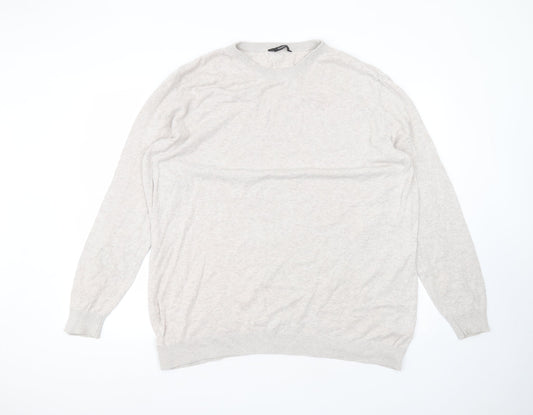 George Womens Beige  Cotton Basic T-Shirt Size 3XL Round Neck