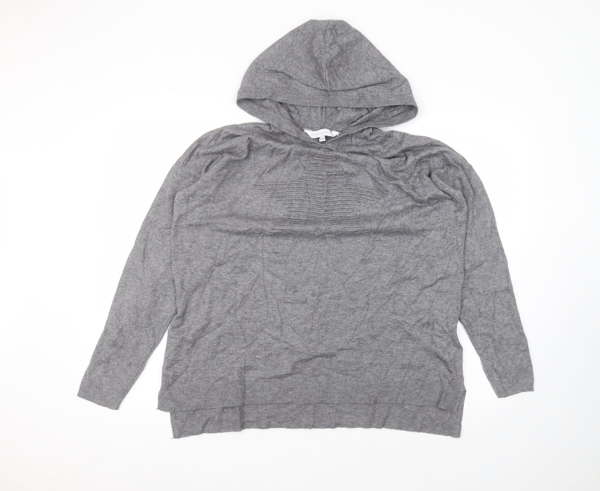 Additional front view of Amara Reya women’s grey viscose pullover hoodie, size M