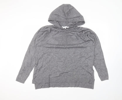 Additional front view of Amara Reya women’s grey viscose pullover hoodie, size M