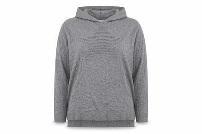 Front view of Amara Reya women’s grey viscose pullover hoodie, size M