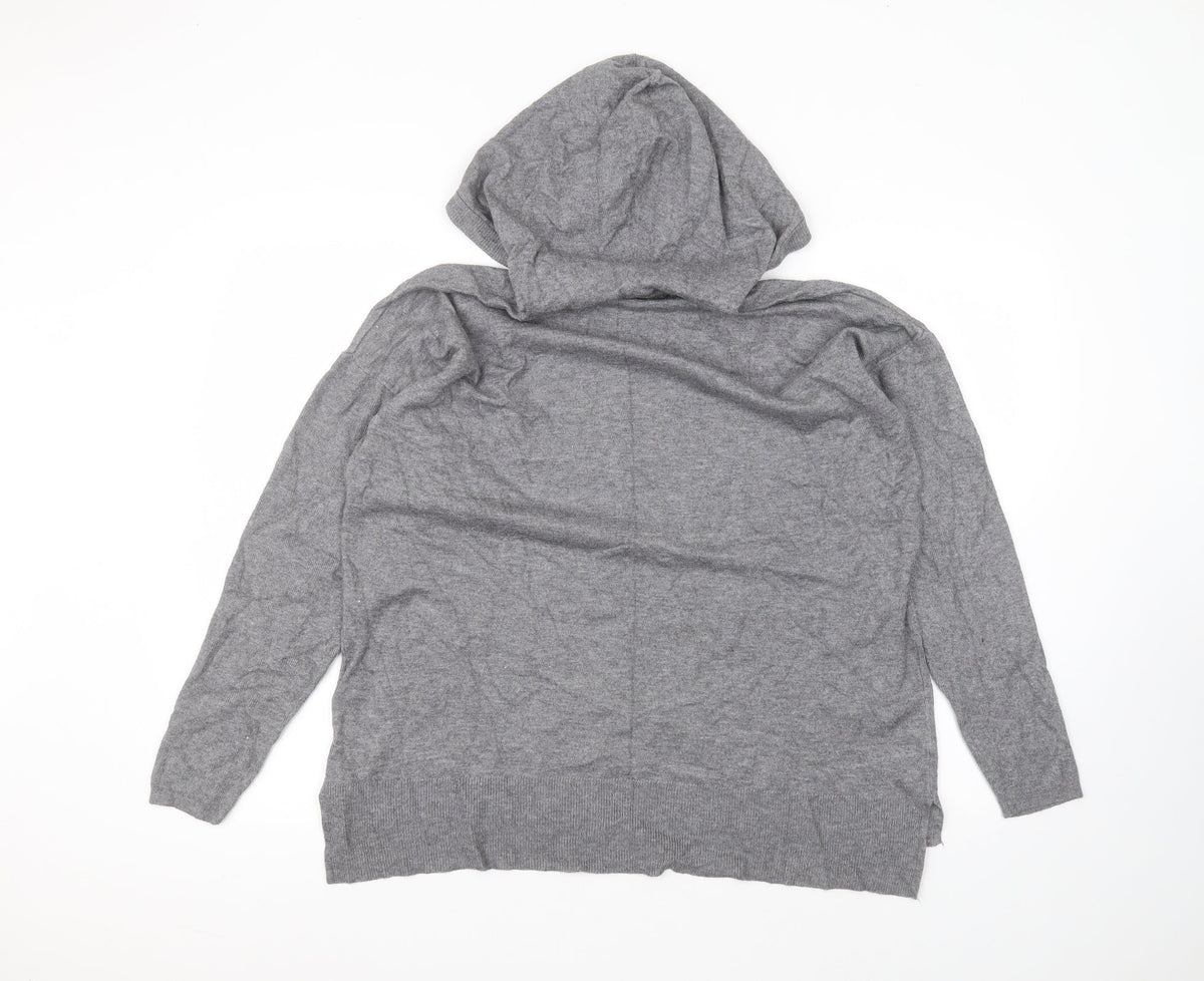 Back view of Amara Reya women’s grey viscose pullover hoodie, size M