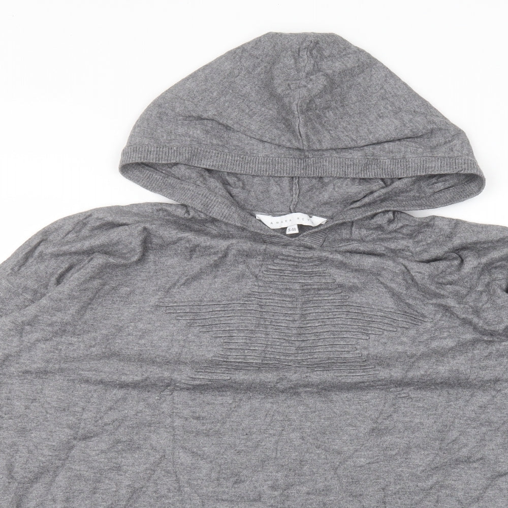 Close-up detail of Amara Reya women’s grey viscose pullover hoodie, size M