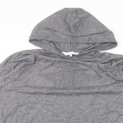 Close-up detail of Amara Reya women’s grey viscose pullover hoodie, size M