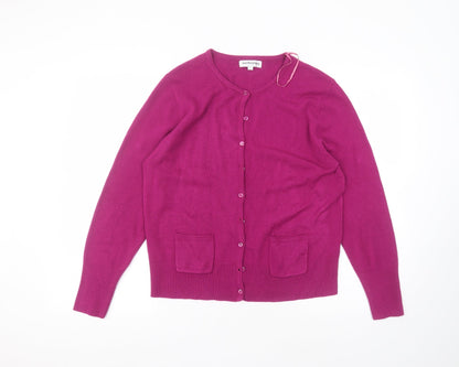 Ann McCarthey Womens Pink Round Neck  Acrylic Cardigan Jumper Size L