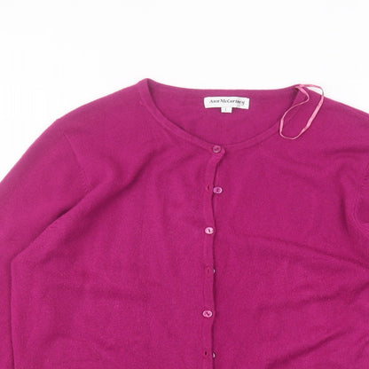 Ann McCarthey Womens Pink Round Neck  Acrylic Cardigan Jumper Size L