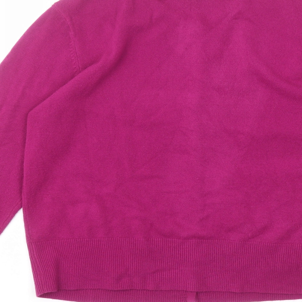 Ann McCarthey Womens Pink Round Neck  Acrylic Cardigan Jumper Size L