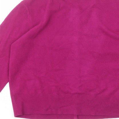 Ann McCarthey Womens Pink Round Neck  Acrylic Cardigan Jumper Size L