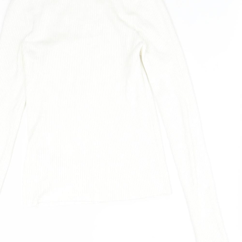Womens UK Size M Stradivarius White Basic T-Shirt