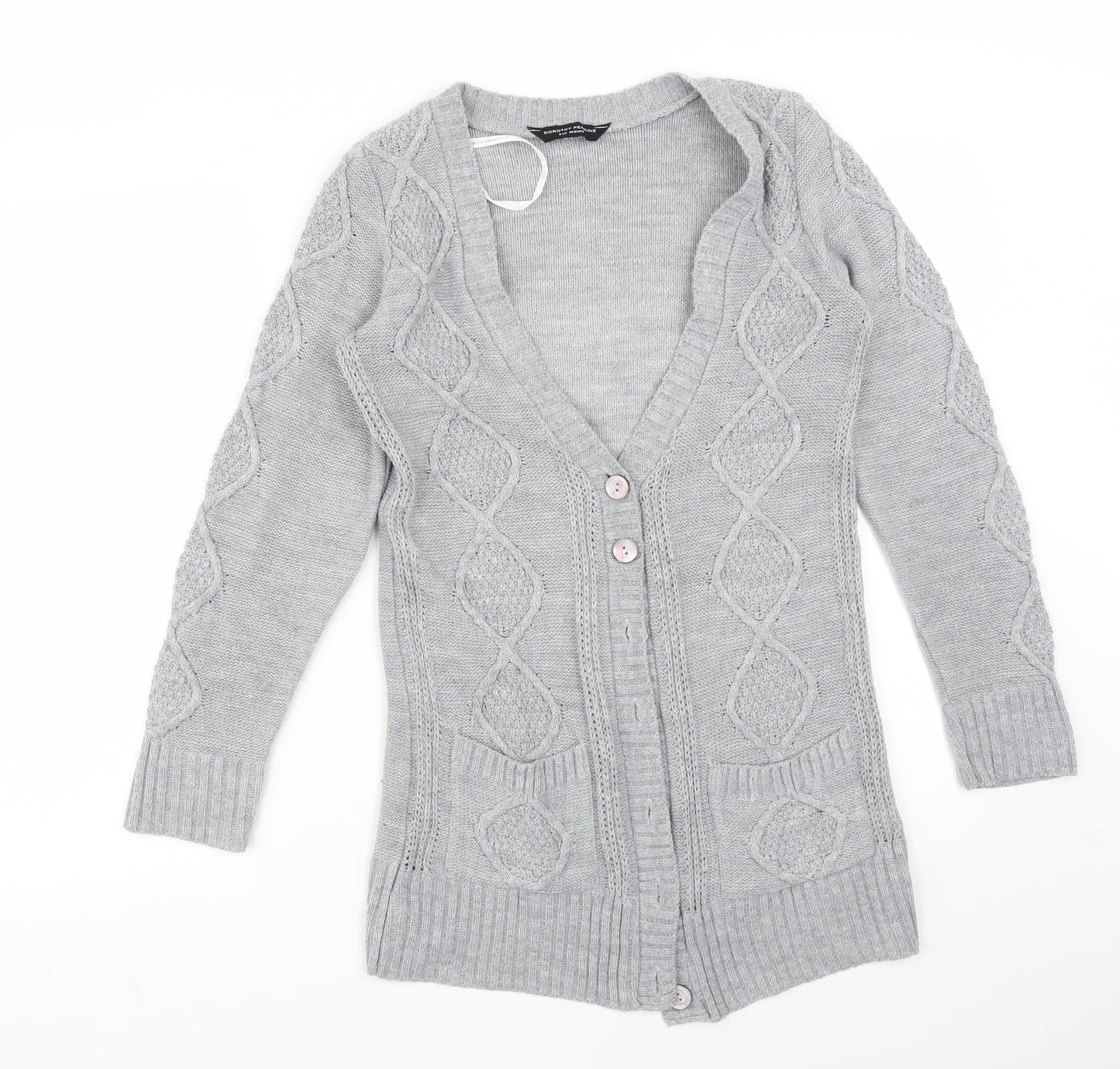 Womens UK Size 8 Dorothy Perkins Grey Cardigan Jumper