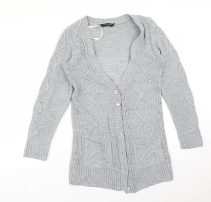Womens UK Size 8 Dorothy Perkins Grey Cardigan Jumper