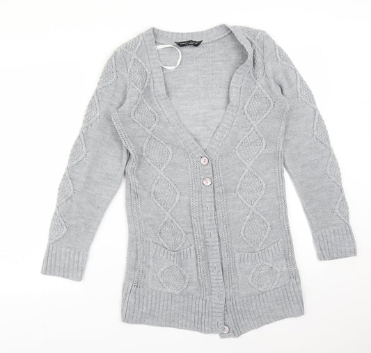 Womens UK Size 8 Dorothy Perkins Grey Cardigan Jumper