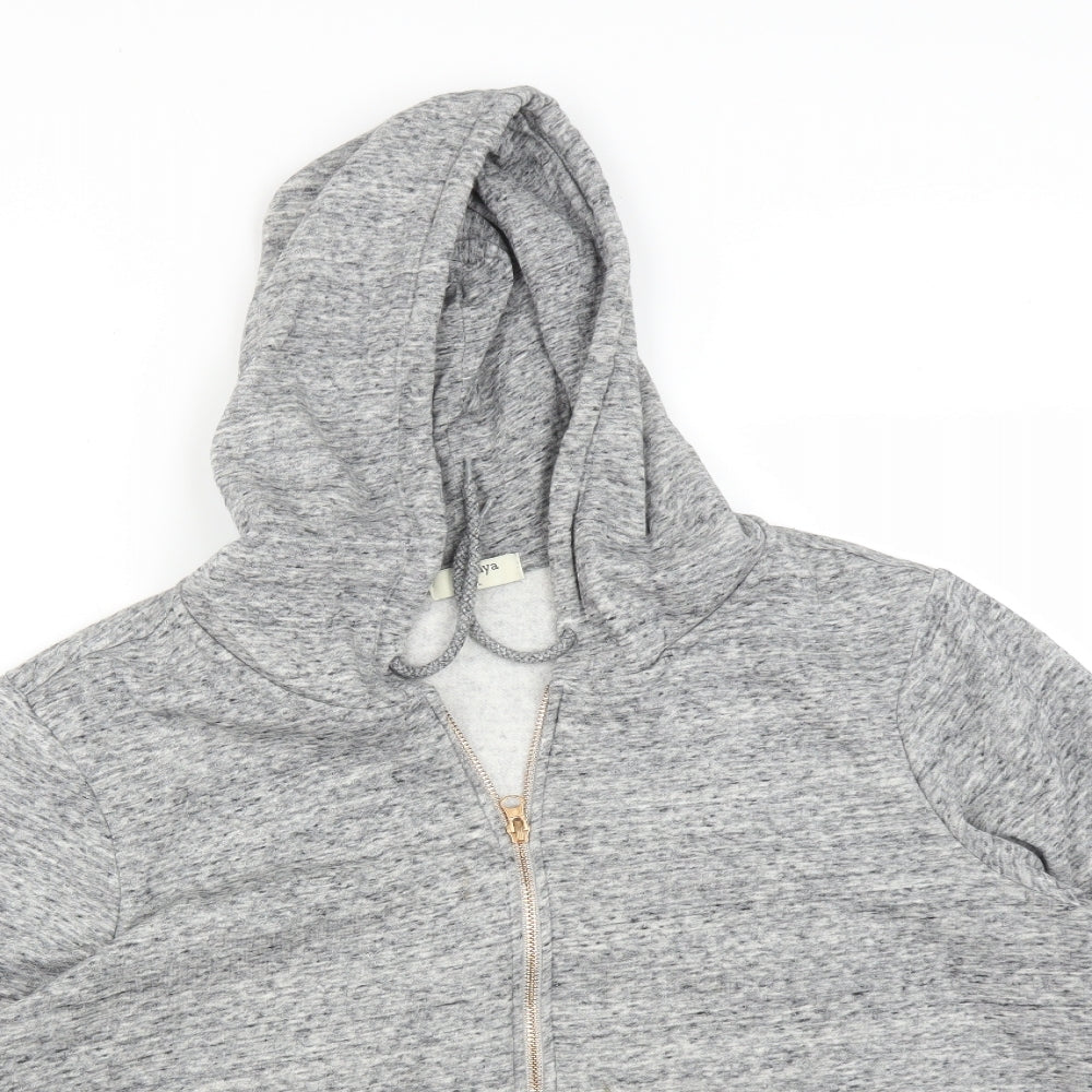 Papaya Womens Grey  Cotton Full Zip Hoodie Size L