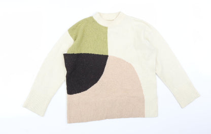 Additional front view of Marks & Spencer women’s multicoloured colourblock cotton pullover sweatshirt, size UK 10