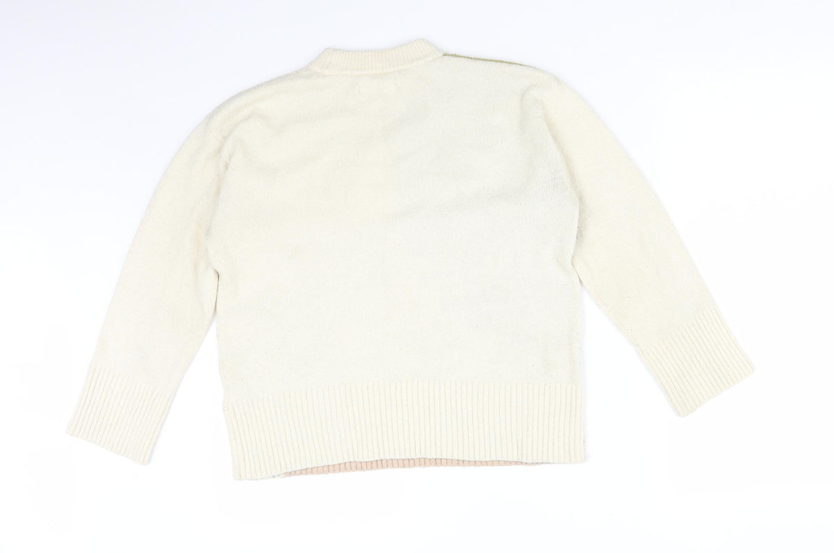 Back view of Marks & Spencer women’s multicoloured colourblock cotton pullover sweatshirt, size UK 10