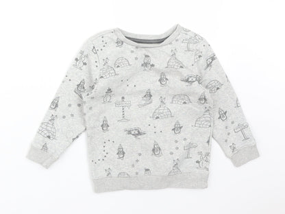 George Boys Grey  Cotton Pullover Sweatshirt Size 2-3 Years   - NORTH POLE. SNOWMAN. PENGUIN