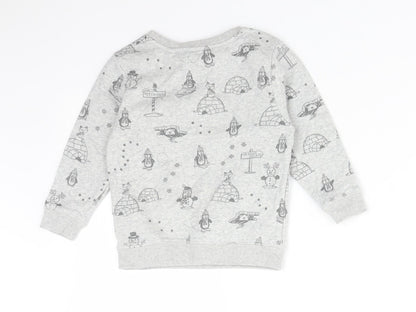 George Boys Grey  Cotton Pullover Sweatshirt Size 2-3 Years   - NORTH POLE. SNOWMAN. PENGUIN